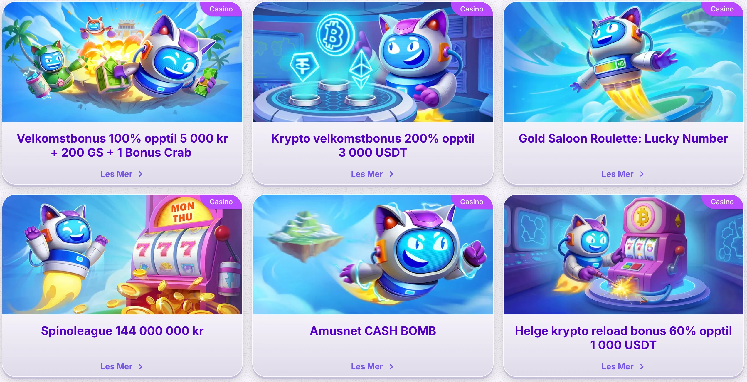 Bonuser og kampanjer hos Robocat Casino